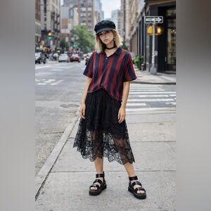 Brixton Cropped Striped Polo Tee | XS